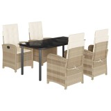 Set mobilier de gradina cu perne, 5 piese, bej, poliratan