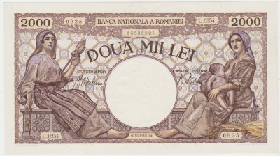 ROMANIA 2000 LEI 1941UNC foto