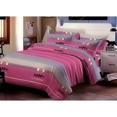 Lenjerie de pat pentru o persoana cu husa de perna dreptunghiulara, Unicorn, bumbac mercerizat, multicolor