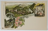 CISNADIOARA (MICHELSBERG ) , VEDERE GENERALA ,&#039; DER HALBE STEIN &#039; SI INTERIOR DE CASA TARANEASCA , CARTE POSTALA ILUSTRATA , CROMOLITOGRAFIE , CLASI