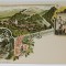 CISNADIOARA (MICHELSBERG ) , VEDERE GENERALA ,&#039; DER HALBE STEIN &#039; SI INTERIOR DE CASA TARANEASCA , CARTE POSTALA ILUSTRATA , CROMOLITOGRAFIE , CLASI
