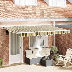 Cortina Retractabilă Manual Verde și galben 400x200 cm țesătură
