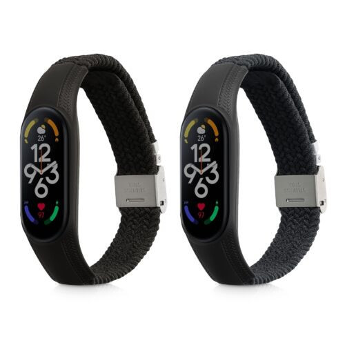 Set 2 Curele pentru Xiaomi Mi Band 7, Kwmobile, Negru/Gri, Nylon, 58884.01