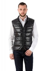 Vesta barbati slim neagra cu puf V012
