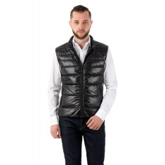 Vesta barbati slim neagra cu puf V012
