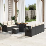 Set de Canapea pentru Grădină vidaXL cu 10 piese și Perne Negru Poliratan Acacia, Set de Cină de Grădină vidaXL cu 3 piese și Perne Negru Poliratan Ac