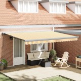 vidaXL Marchiză retractabilă automată portocalie și albă 450x300 cm