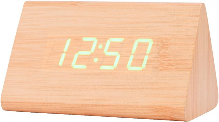 L Ceas cu alarmă digital, Ceas din lemn pentru dormitoare Ceas triunghi modern d