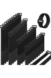 40 bucăți bretele reutilizabile de prindere din nailon negru, agrafe de cablu cu lățimea de 20 mm, 4 lungimi diferite: 150, 200, 250