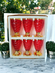 Set 6 pahare roșii model sirenă foto