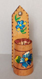 Miniatura putina pentru chibrituri, aplica florala anii 70, Epoca de Aur