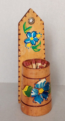 Miniatura putina pentru chibrituri, aplica florala anii 70, Epoca de Aur foto