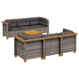 Cumpara ieftin Set canapele de gradina, 7 piese, cu perne, gri, poliratan