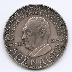 Medalie Germania - Adenauer - Politische leaders, Argint 25gr, 40mm, Md4