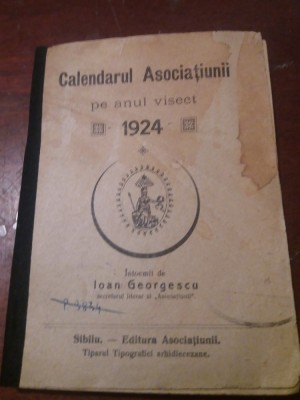 CALENDARUL ASOCIATIUNII PE ANUL VISECT 1924 foto