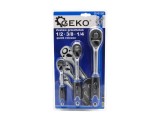 Set 3 chei cu clichet 1/2&rdquo; - 3/8&rdquo; - 1/4&rdquo;, GEKO G10136