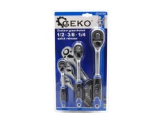 Set 3 chei cu clichet 1/2&rdquo; - 3/8&rdquo; - 1/4&rdquo;, GEKO G10136
