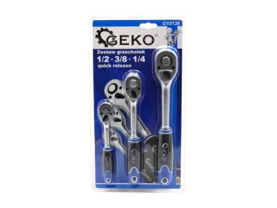 Set 3 chei cu clichet 1/2&amp;rdquo; - 3/8&amp;rdquo; - 1/4&amp;rdquo;, GEKO G10136 foto