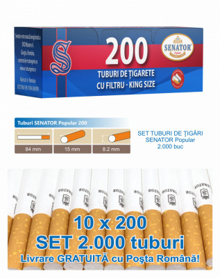 Senator Popular 200 - Pachet 10 cutii tuburi tigari pentru injectat tutun foto
