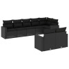 Set mobilier de gradina cu perne, 8 piese, negru, poliratan