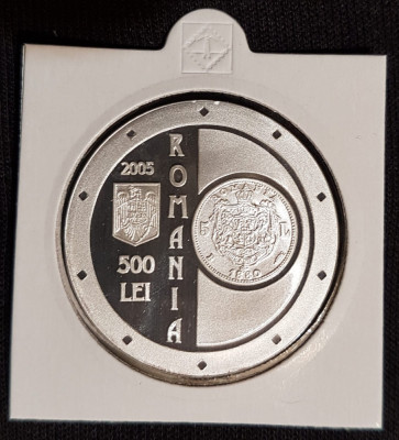 Moneda argint BNR 500 Lei 2005 / Banca nationala a Romaniei / a 125 a aniversare foto