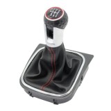 Cumpara ieftin Nuca si manson din piele ecologica compatibil Volkswagen Golf 5, 6, MK5, MK6, Jetta 5, 6, EOS, Scirocco, model GTI, GTD, 6 trepte de viteza