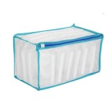Sac pentru spalat incaltamintea, Alb cu albastru, 34 x 20 x 16 cm