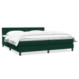 vidaXL Pat box spring cu saltea, verde &icirc;nchis, 180x220 cm, catifea 3316080