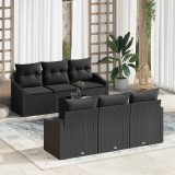 VidaXL Set de canapele pentru grădină 7 pcs Negru 55 x 55 x 37 cm