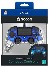 Controller Nacon Wired Illuminated Compact Light Edition Blue Ps4 foto