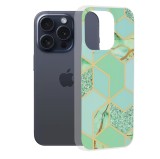 Husa iPhone 15 Pro Asteroid GSM Marble, Green Hex