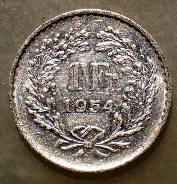 B.781 JETON ELVETIA 1 FRANC 1954 ALUMINIU 16mm