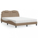 Cumpara ieftin Pat cu saltea, cappuccino, 140x200cm piele ecologică