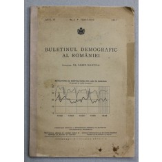 BULETINUL DEMOGRAFIC AL ROMANIEI , ANUL VI , NR. 2 , FEBRUARIE , 1937 , PREZINTA PETE SI URME DE UZURA , COTOR INTARIT CU BANDA ADEZIVA