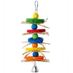 Jucarie color &amp; clopotel pt pasari 28 cm
