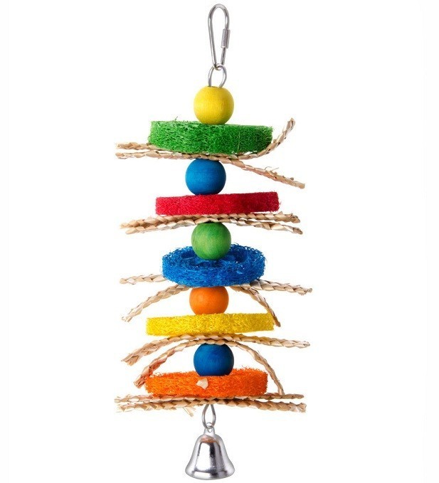 Jucarie color &amp; clopotel pt pasari 28 cm
