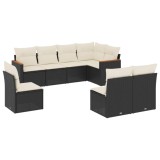 Cumpara ieftin Set mobilier de gradina cu perne, 8 piese, negru, poliratan