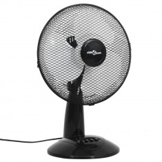 vidaXL Ventilator de masă cu 3 viteze, negru, 30 cm, 40 W