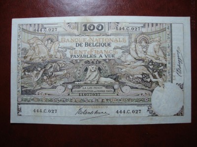 BELGIA 100 FRANCI 1913 EXCELENTA RARA foto