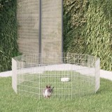Cușcă Iepuri vidaXL, 10 Panouri Fier Galvanizat, 54x60cm, Tarc Modular Animale, Argintiu
