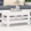 Taburet gradina Gossi, lemn masiv pin, alb, 62x30x32 cm, exterior, masuta cafea, modular