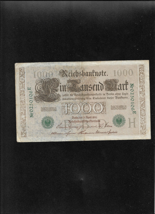 Germania 1000 marci mark 1910 stampila verde seria0250106