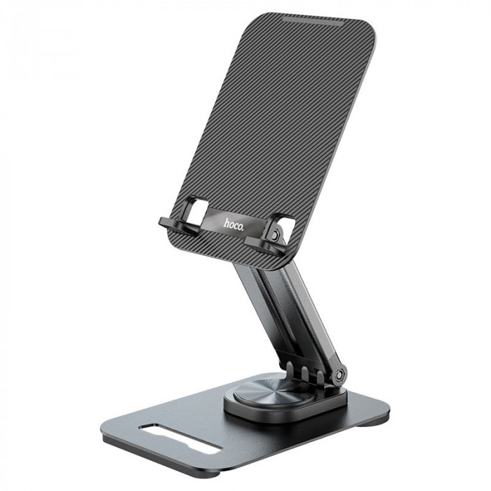 Suport metalic ICIDRA pentru tableta, telefon, baza rotativa 360 grade,telescopic, pliabil, cu decupaj de racire, culoare gray