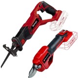 Einhell TE-AP 18 Li + GE-LS 18 Li PXC - Fierastrau sabie fara acumulatori si incarcator Li-Ion 18 V - Ah + Foarfeca pentru crengi 28 mm