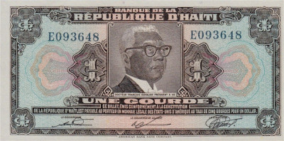 HAITI █ bancnota █ 1 Gourde █ L.1979 (1980-1982) █ P-230 █ UNC █ necirculata foto