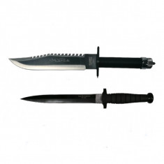 Set doua cutite de vanatoare First Blood Knife, IdeallStore®, teaca inclusa, Negru