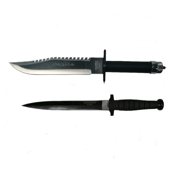 Set doua cutite de vanatoare First Blood Knife, IdeallStore&reg;, teaca inclusa, Negru