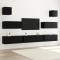 Gossi set cabinet tv de 7 piese montat pe perete din lemn stratificat stejar negru