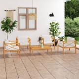 Set mobilier grădină cu perne, 5 piese, lemn masiv de tec