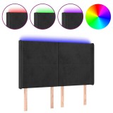 Cumpara ieftin Tablie de pat cu LED, negru, 147x16x118/128 cm, catifea